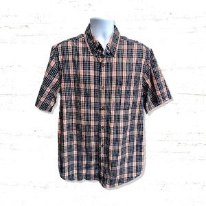 Carhartt Button Up Shirt Black/Red Plaid Short Sleeve Relaxed Mens Size Large